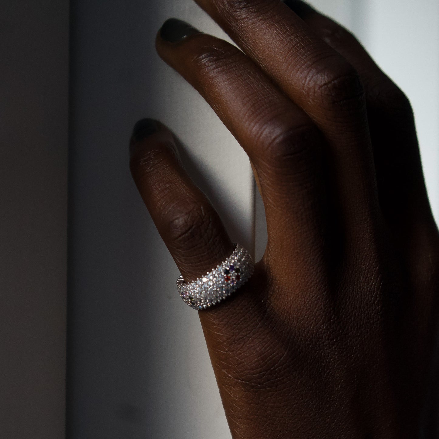 JULES Silver & Cubic Zirconia Unisex Ring - 27 thick