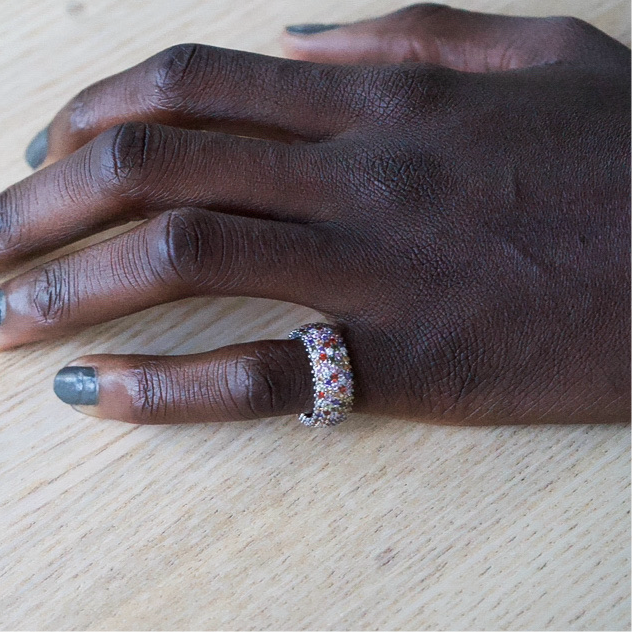 JULES Silver & Cubic Zirconia Speckled Ring - 34